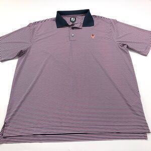 FootJoy FJ XL MINT Blue Pink Mens Golf SS Stretch Button Polo Striped Shirt